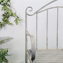 Glamhaus Garden Bench Seat Patio Furniture - Foldable Design - Shabby Chic Handmade - Cement Grey(Trentino) - thumbnail 2
