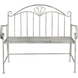 Glamhaus Garden Bench Seat Patio Furniture - Foldable Design - Shabby Chic Handmade - Cement Grey(Trentino) - thumbnail 1