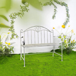 Glamhaus Garden Bench Seat Patio Furniture - Foldable Design - Shabby Chic Handmade - Cement Grey(Trentino) - thumbnail 7