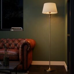 GoodHome Seekonk Satin Cream Antique Brass Effect Led Floor Lamp - thumbnail 6