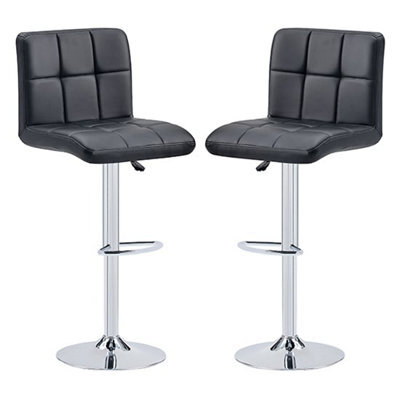 Furniture in Fashion Coco Black Faux Leather Bar Stools With Chrome Base In Pair - image 1
