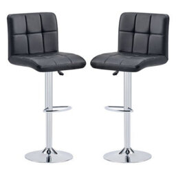 Furniture in Fashion Coco Black Faux Leather Bar Stools With Chrome Base In Pair - thumbnail 1
