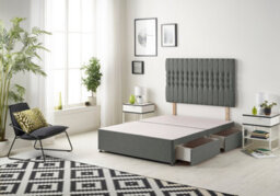 Somnior Beds Somnior Galaxy Linen Grey Divan Bed Base With 2 Drawers And Headboard - Single