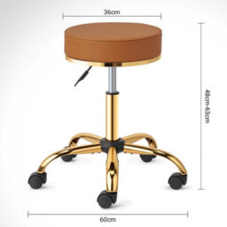 360 Degree Adjustable Swivel Chair With Gold-Plated Five-Star Base, White Salon Stool - thumbnail 2