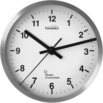 Youshiko Radio Controlled Wall Clock Premium Quality, Silver Bold Classic Design - image 1