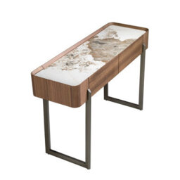 Angel Cerda Elegant Rectangular Console Table With Porcelain Marble Top And Walnut Finish - thumbnail 6
