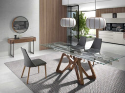 Angel Cerda Elegant Rectangular Console Table With Porcelain Marble Top And Walnut Finish - thumbnail 3