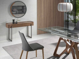 Angel Cerda Elegant Rectangular Console Table With Porcelain Marble Top And Walnut Finish - thumbnail 2
