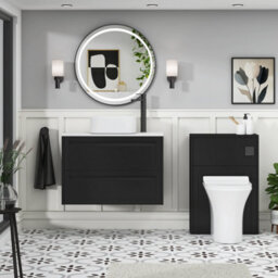 Royal Bathrooms Royal Bathroom Elmore 800mm Matt Nocturne Black Wall Mounted Bathroom Vanity Unit 2 Drawer Plain White Worktop With Elena Basin - thumbnail 5