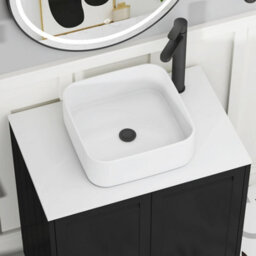 Royal Bathrooms Royal Bathroom Elmore 800mm Matt Nocturne Black Wall Mounted Bathroom Vanity Unit 2 Drawer Plain White Worktop With Elena Basin - thumbnail 4