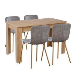 Hallowood Furniture Newquay Oak Fixed Top Table 120Cm With 4 Taupe Leather Effect Chairs - thumbnail 8