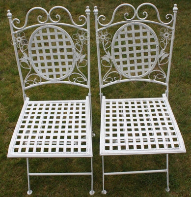 2 X Maribelle Folding Square Outdoor Garden Patio Chair White Floral Furniture - image 1