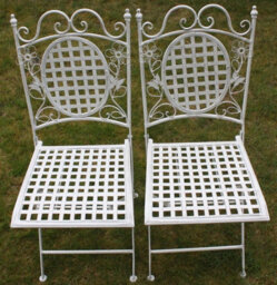 2 X Maribelle Folding Square Outdoor Garden Patio Chair White Floral Furniture - thumbnail 1
