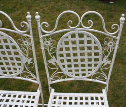 2 X Maribelle Folding Square Outdoor Garden Patio Chair White Floral Furniture - thumbnail 2