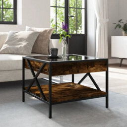 Walplus Coffee Table With Infinity Led Smoked Oak 50X50X38 Cm - thumbnail 4