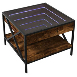 Walplus Coffee Table With Infinity Led Smoked Oak 50X50X38 Cm - thumbnail 3