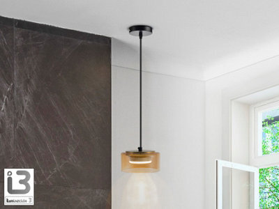 Luminosa Lighting Luminosa Olaia Slim Pendant Ceiling Light Black, Amber 1Xgx53 3000K 660Lm - Uk Stock - image 1