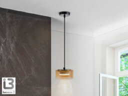 Luminosa Lighting Luminosa Olaia Slim Pendant Ceiling Light Black, Amber 1Xgx53 3000K 660Lm - Uk Stock - thumbnail 1