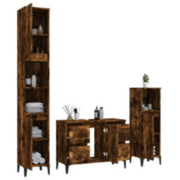 Berkfield 3 Piece Bathroom Furniture Set Smoked Oak Engineered Wood - thumbnail 4