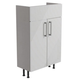 Ennis Slim Slimline Gloss Light Grey Double Freestanding Bathroom Vanity Unit (H) 820mm (W) 495mm - thumbnail 1