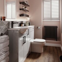 Ennis Slim Slimline Gloss Light Grey Double Freestanding Bathroom Vanity Unit (H) 820mm (W) 495mm - thumbnail 2