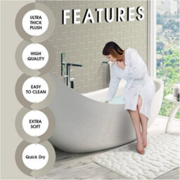 Gc Gaveno Cavailia Pearl Memory 2 Piece Non Slip Bath Mat Cream Quick Dry Water Absorbent Bathroom Shower Mat & Padestal Set - thumbnail 2