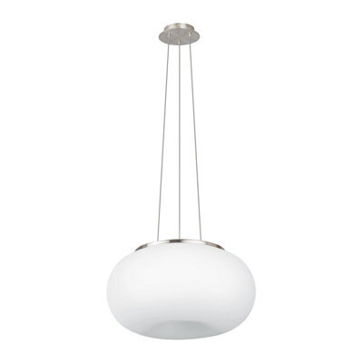 Elegant Satin Nickel Pendant Ceiling Light With White Opal Glass Shade - image 1