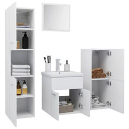 Berkfield Bathroom Furniture Set White Engineered Wood - thumbnail 3