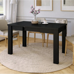 Heze Furniture Fonte 85 Modern Extending Dining Table - Black Matt - thumbnail 3