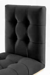 my furniture Lorenzo Dining Chair - Black Velvet Upholstery, Polished Brass-Finish Steel Legs, 95 X 60 X 50 Cm - thumbnail 3