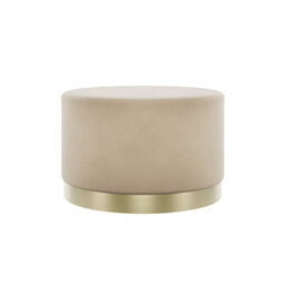 Wyld Haus Kalua Large Beige Velvet Stool With Brushed Gold Base - thumbnail 2