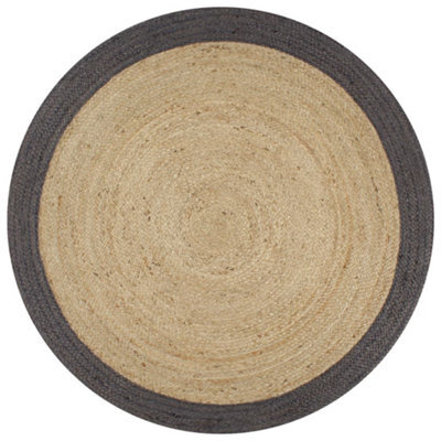Berkfield Handmade Rug Jute With Dark Grey Border 120 Cm