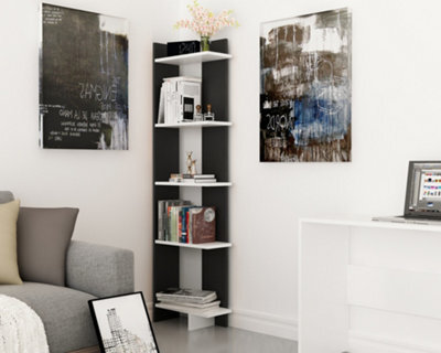 Decorotika Alice Corner Bookcase Black And White - image 1