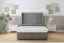 "Sloomy Camden Pewter Dumfries Ottoman Bed With Mattress With 54"" Wingback Headboard 4' Small Double" - thumbnail 1