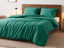 Beliani Duvet Cover Set Parkrose 220 X 240 Cm Sateen Cotton Green - thumbnail 2