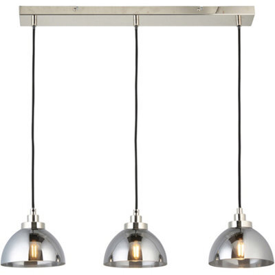 Loops Hanging Ceiling Bar Pendant Light - Bright Nickel Plate & Mirrored Glass - 3 X 7W Led E14 - image 1