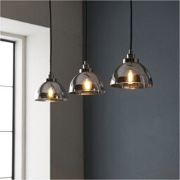 Loops Hanging Ceiling Bar Pendant Light - Bright Nickel Plate & Mirrored Glass - 3 X 7W Led E14 - thumbnail 3