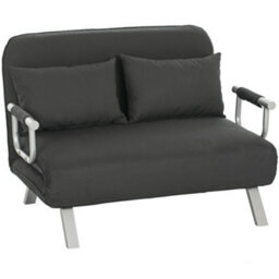 Homcom Fabric Sofa, Convertible 2 Seater Sofa Bed W/ Pillows, Charcoal Grey - thumbnail 2