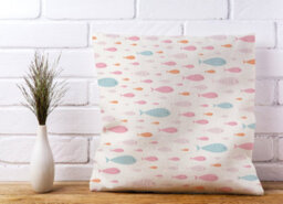 Warren Reed Designer Hand Drawn Swimming Fish Cushions 45Cm X 45Cm - thumbnail 2