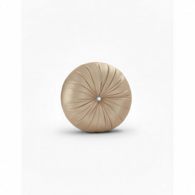 Round Diamante Cushion Sparkly Crystal Embellished Glam Filled Cushion Beige One Size