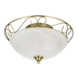 Happy Homewares Traditional Antique Brass Flush Ceiling Light With Alabaster Glass - thumbnail 5