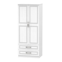 Stafford 2 Door 2 Drawer Wardrobe In Signature White (Ready Assembled) - thumbnail 1
