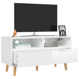 Berkfield Tv Cabinet High Gloss White 90X40X48.5 Cm Engineered Wood - thumbnail 3