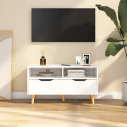 Berkfield Tv Cabinet High Gloss White 90X40X48.5 Cm Engineered Wood - thumbnail 1
