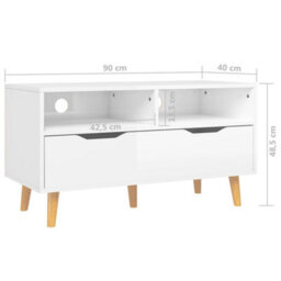 Berkfield Tv Cabinet High Gloss White 90X40X48.5 Cm Engineered Wood - thumbnail 7