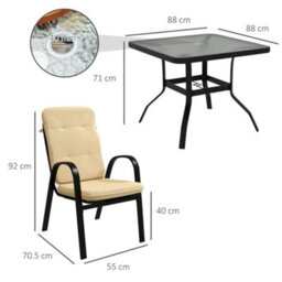 Wyld Haus Sukeco Luve 4-Seater Cream Outdoor Square Garden Dining Set With Tempered Glass And Parasol Hole - thumbnail 4