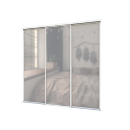 A-Class Sliding Doors Set Of 3 Full Length Mirror Sliding Wardrobe Door Kit In White Frame & Tracks, Opening Height (H) 225-226Cm & Width (W) 178-179Cm - thumbnail 1