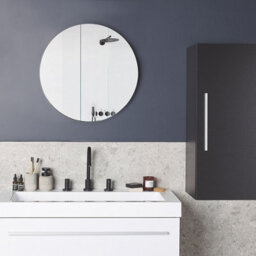 Wyld and Coco Black Wall-Mounted Bathroom Cabinet 88 X 40 X 35 Cm - Modern, Space-Saving Storage - thumbnail 2