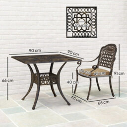 Wyld Haus Monake 4 Seater Bronze Cast Aluminium Outdoor Garden Dining Set - Square Table With 4 Cushioned Chairs - thumbnail 5