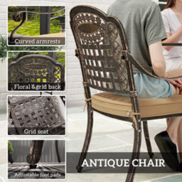 Wyld Haus Monake 4 Seater Bronze Cast Aluminium Outdoor Garden Dining Set - Square Table With 4 Cushioned Chairs - thumbnail 9